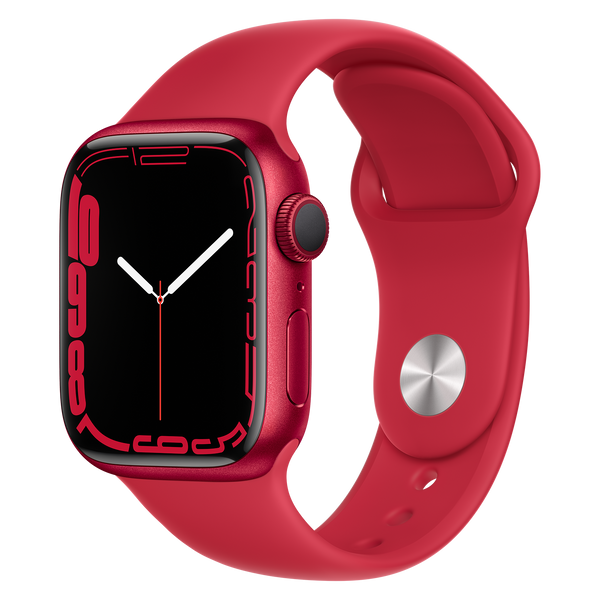 Apple-Watch-Series-7-41mm-Rood-Aluminium-Rood-Sportband