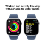 Apple Watch Series 10 46mm - Zilver Aluminium Blauw Sportband