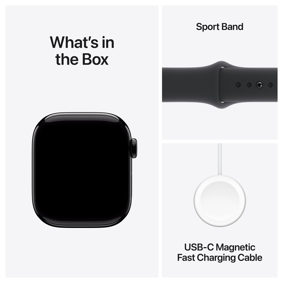 Apple Watch Series 10 42mm - Zwart Aluminium Zwart Sportband