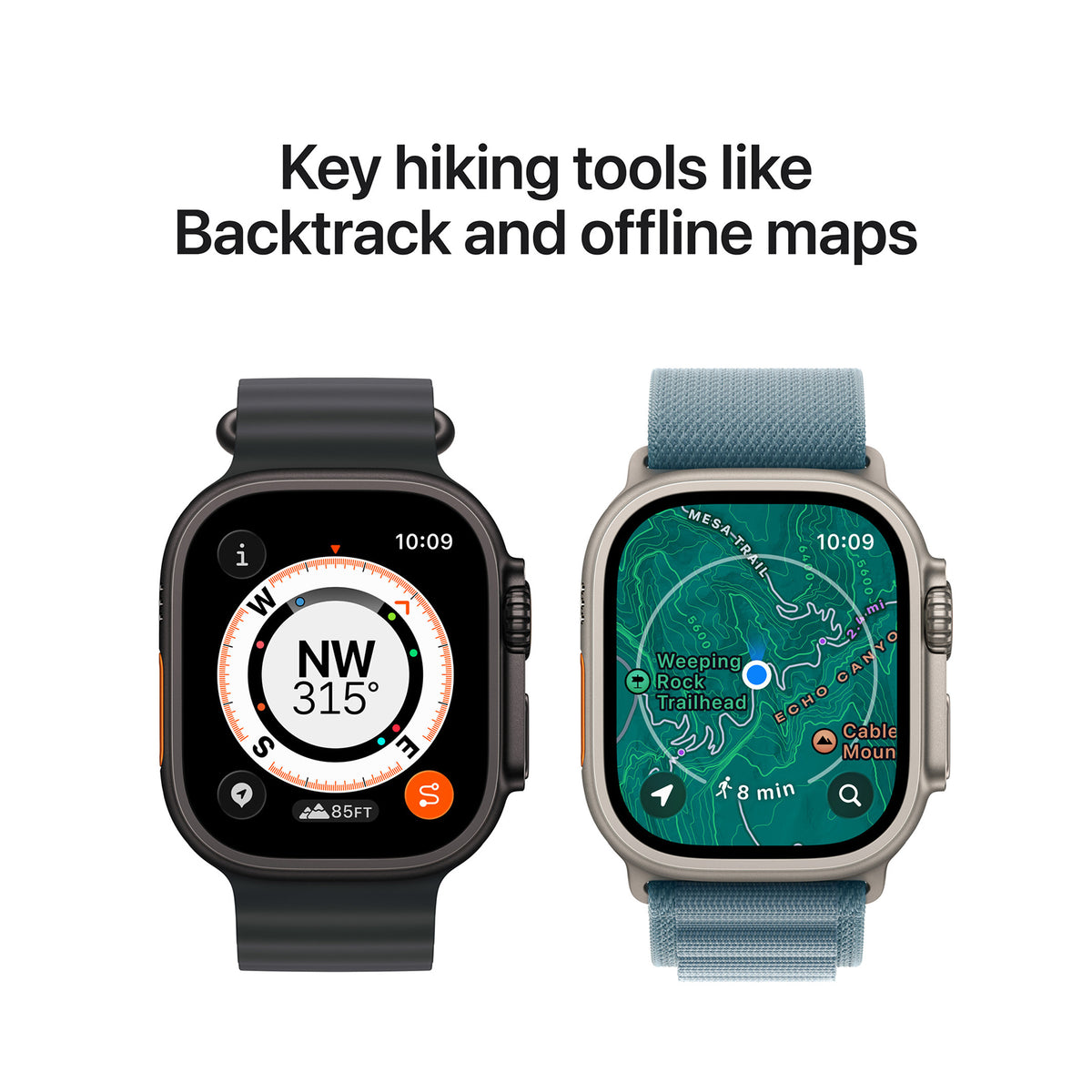 Apple Watch Ultra 3 5G Naturel - Alpine band Zwart