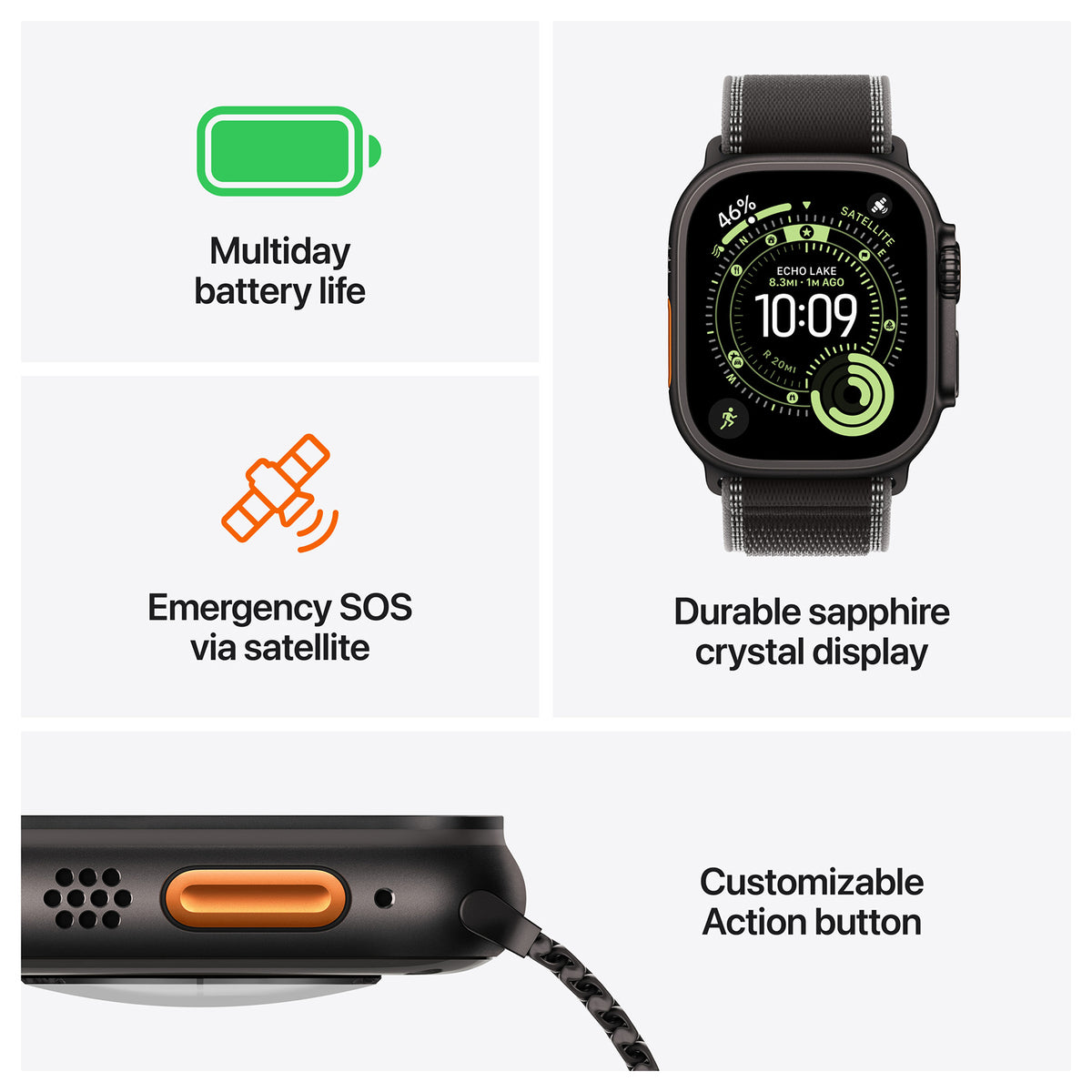 Apple Watch Ultra 3 5G Zwart - Milanees band Zwart