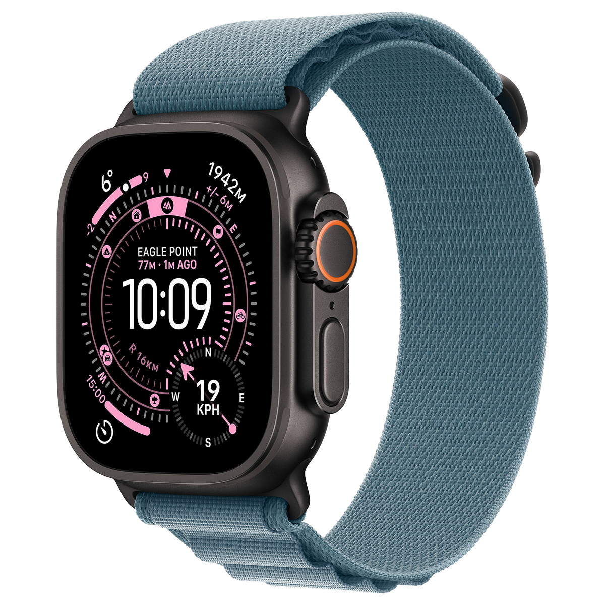 Apple Watch Ultra 3 5G Zwart - Alpine band Lichtblauw
