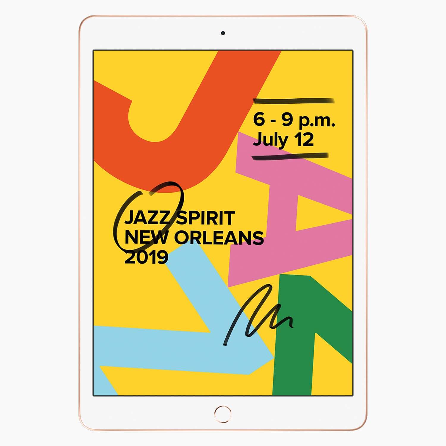 Refurbished iPad 2019 32 GB 4G guld - framsida